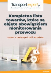 Kompletna lista towarów, które są objęte obowiązkiem monitorowania przewozu