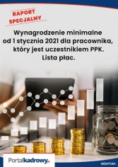 Wynagrodzenie minimalne od 1 stycznia 2021 dla pracownika, który jest uczestnikiem PPK – lista płac